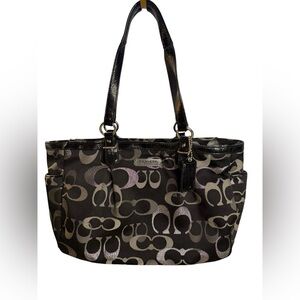 Coach Black and Gray Patterned Tote